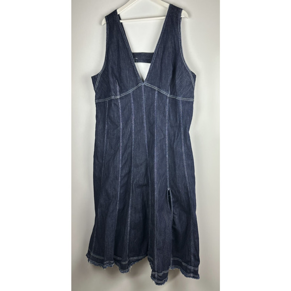 Anthropologie x Pilcro Seamed V-Neck Denim Dress Women's Anthro Plus Size 26W 26 - Picture 2 of 16